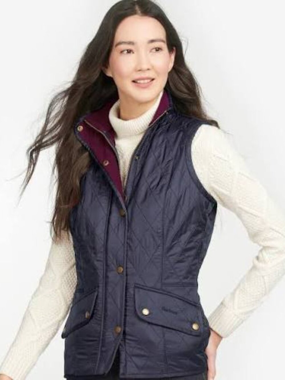 Barbour Cavalry Gilet/Vest. Navy-Merlot. Size 6 US